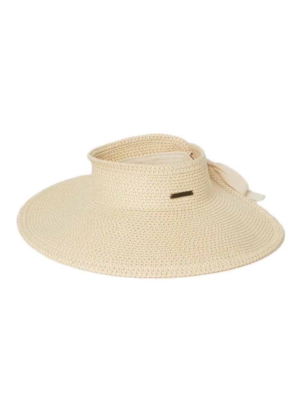 O'Neill Belize It Sun Hat - Cream Wide-Brim Sun Visor with Bow - One Size